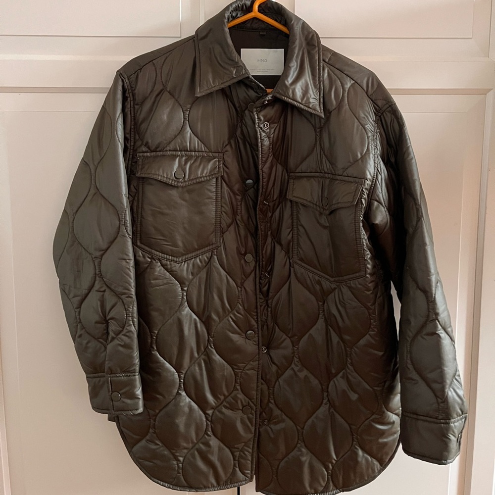 Mango Women Quilted Jacket - Dark Olive